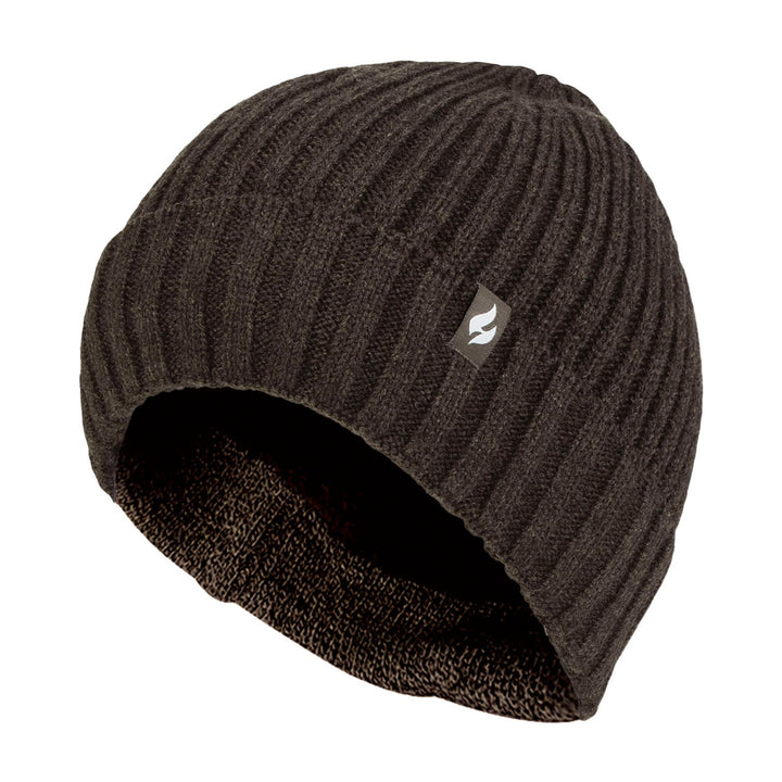 Herren-Thermo-Beanie mit Rippenstrick und Fleecefutter, Umschlagmanschette