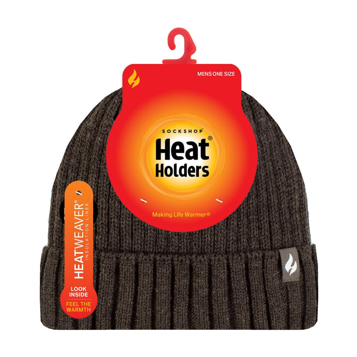 Herren-Thermo-Beanie mit Rippenstrick und Fleecefutter, Umschlagmanschette