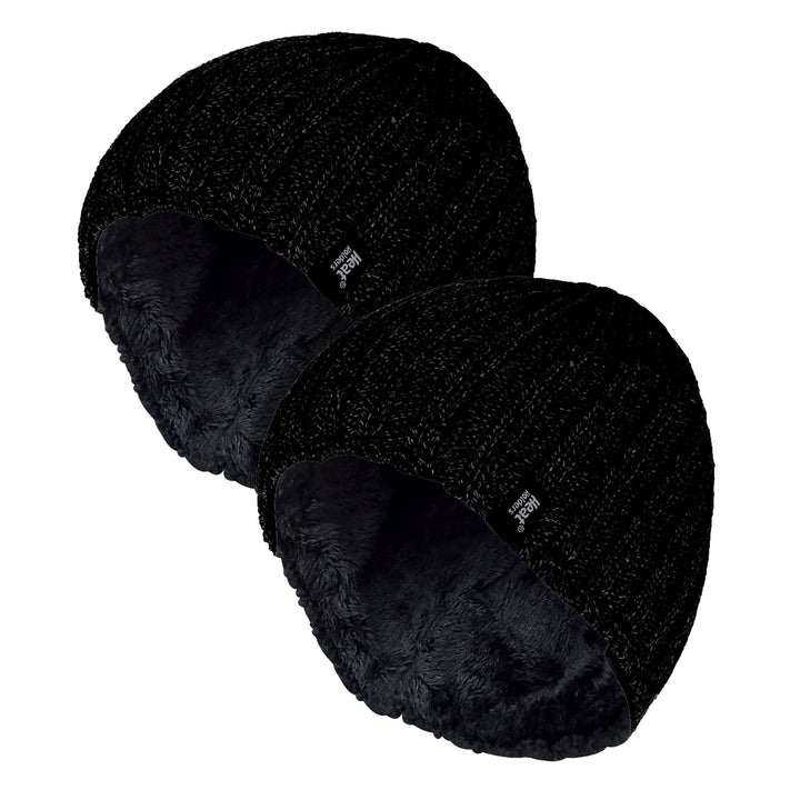 Mens Chunky Soft Winter Ribbed Hat - 2 Pack