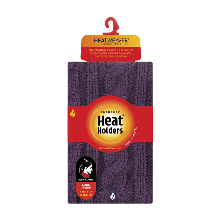 Ladies Cable Knit Winter Fleece Lined Thermal Neck Warmer