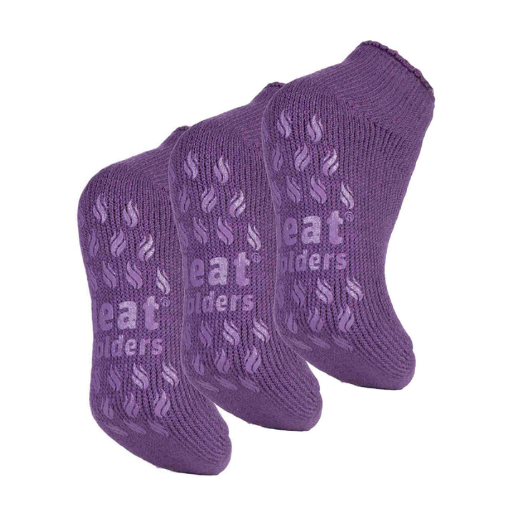 3 Pair Ladies Ankle Slipper Socks | Fleece Low Cut Fluffy Socks with Grippers