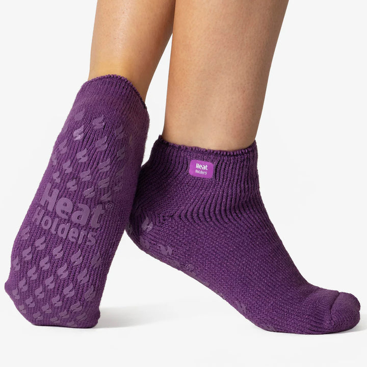 3 Pair Ladies Ankle Slipper Socks | Fleece Low Cut Fluffy Socks with Grippers