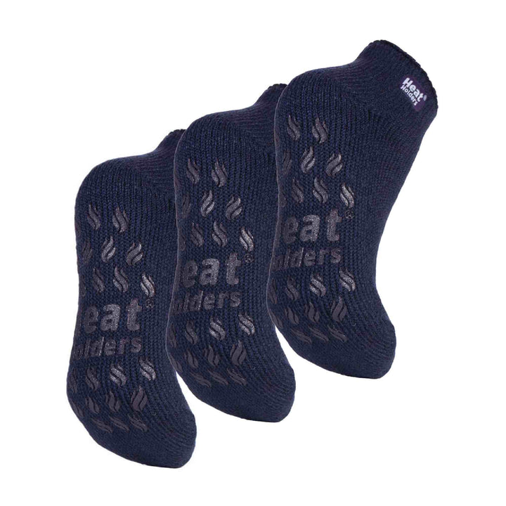 3 Pair Ladies Ankle Slipper Socks | Fleece Low Cut Fluffy Socks with Grippers
