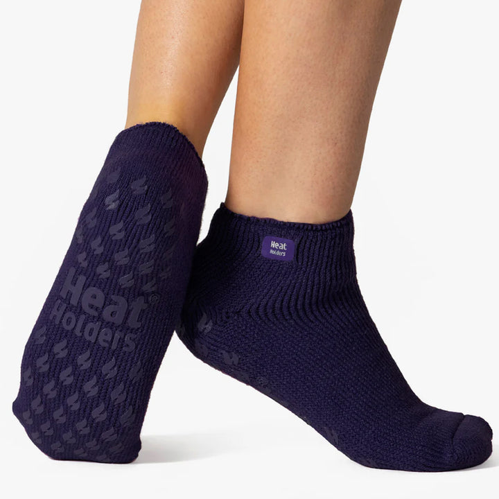 3 Pair Ladies Ankle Slipper Socks | Fleece Low Cut Fluffy Socks with Grippers