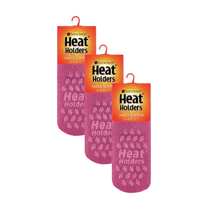 3 Pair Ladies Ankle Slipper Socks | Fleece Low Cut Fluffy Socks with Grippers