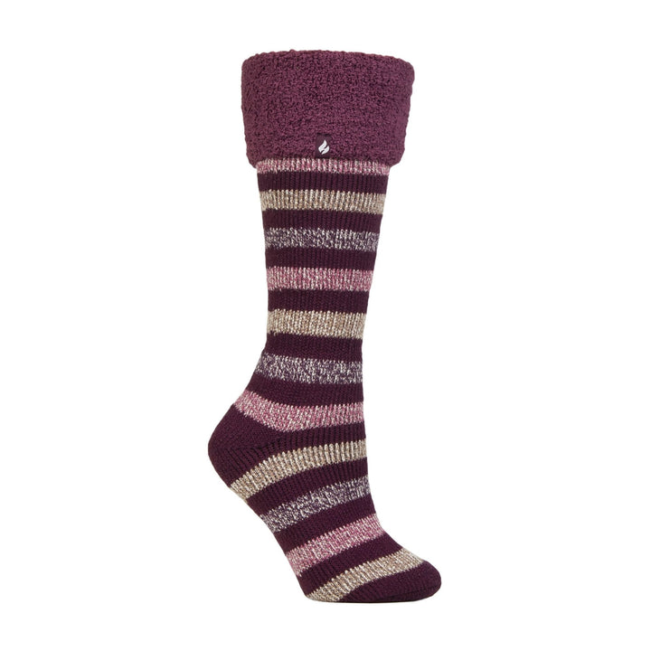 Ladies Multicoloured Striped Patterned Long Wellington Boot Thermal Socks
