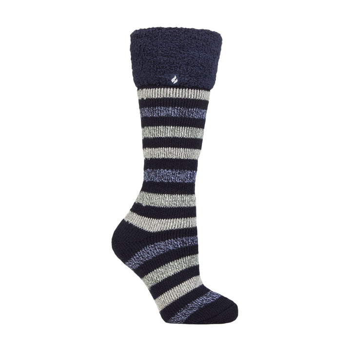 Ladies Multicoloured Striped Patterned Long Wellington Boot Thermal Socks