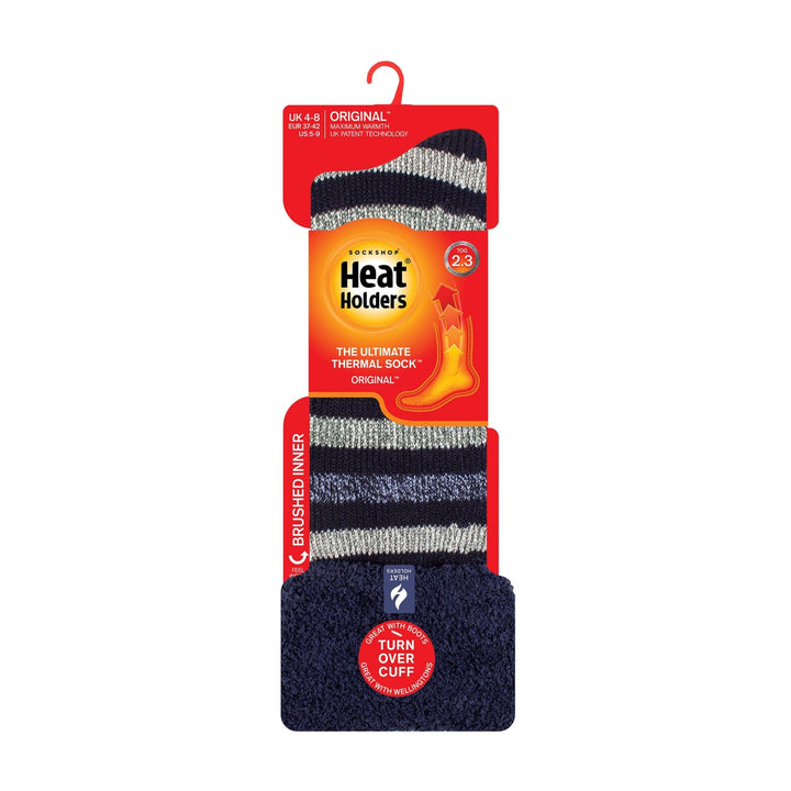 Ladies Multicoloured Striped Patterned Long Wellington Boot Thermal Socks