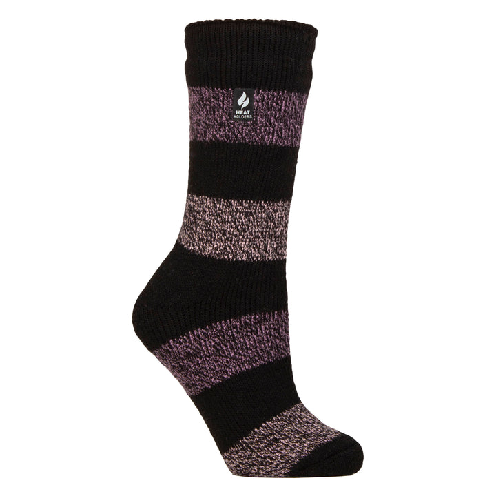 Ladies Wide Stripe Patterned Thermal Socks for Winter