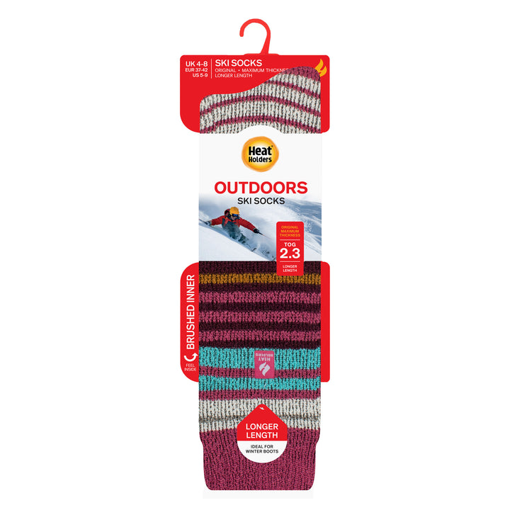 Ladies Thermal Striped Ski Socks