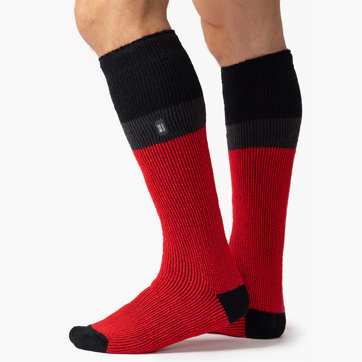Men's Thermal Striped Ski Socks | High Quality Heat Holders Extra Long Socks