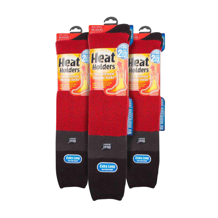 Men's Thermal Striped Ski Socks | High Quality Heat Holders Extra Long Socks