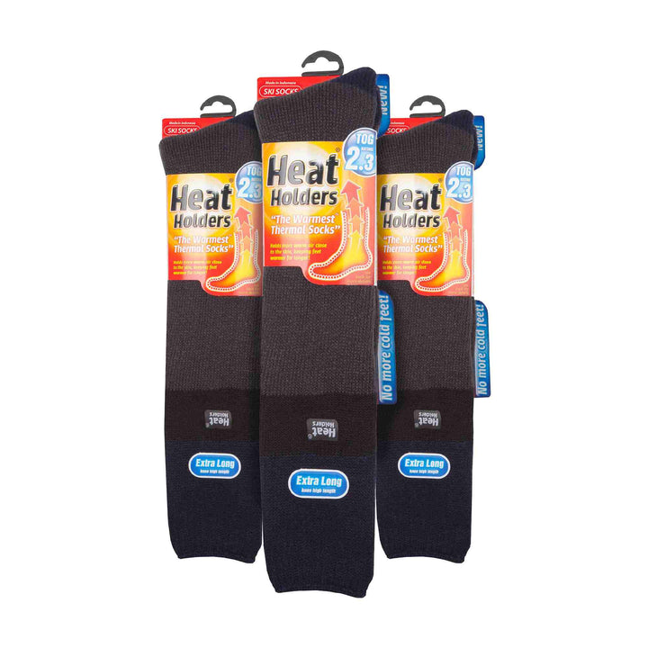Men's Thermal Striped Ski Socks | High Quality Heat Holders Extra Long Socks