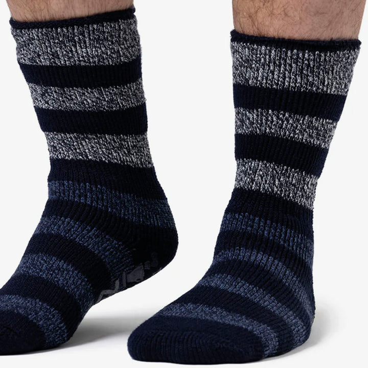 Warme, mit Fleece gefütterte, rutschfeste Lounge-Bettsocken für Herren mit Gripper