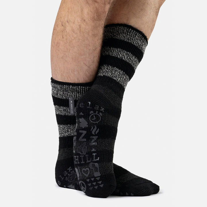 Warme, mit Fleece gefütterte, rutschfeste Lounge-Bettsocken für Herren mit Gripper