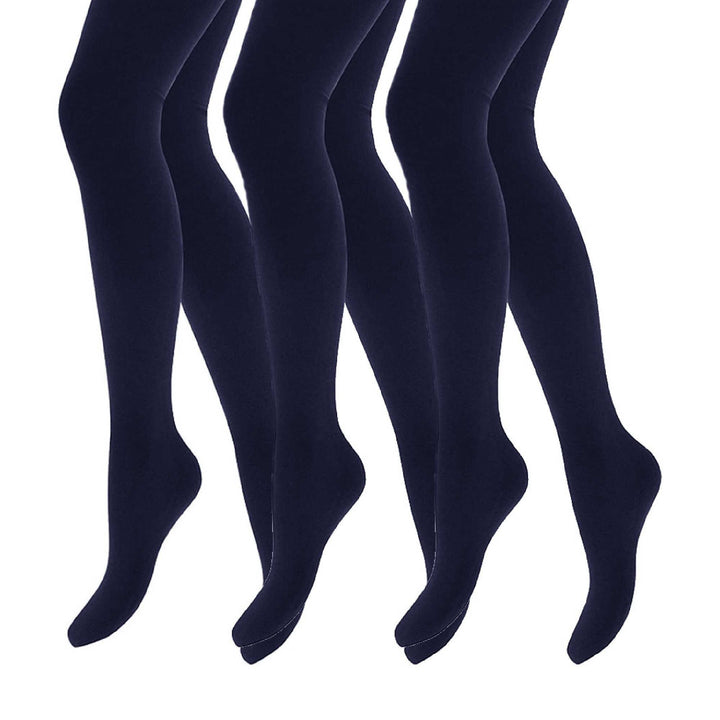 3 Pair Multipack Girls Fleece Lined Opaque Thermal Tights for Winter