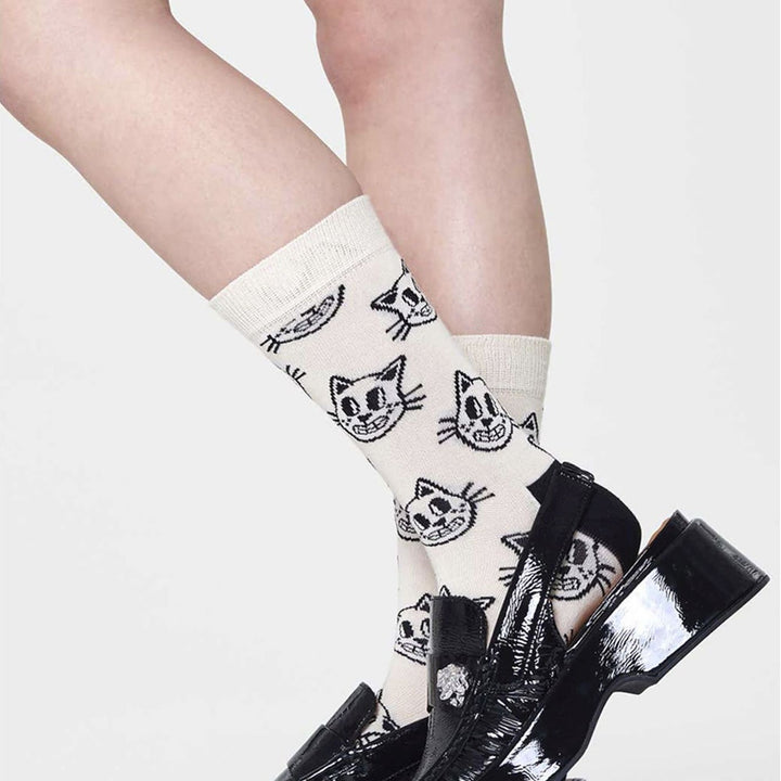 Colourful Bright Cotton Blend Cat Design Socks for Men & Women