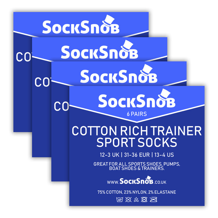 Kids Soft Cotton Breathable Trainer Socks (Multipack Options)