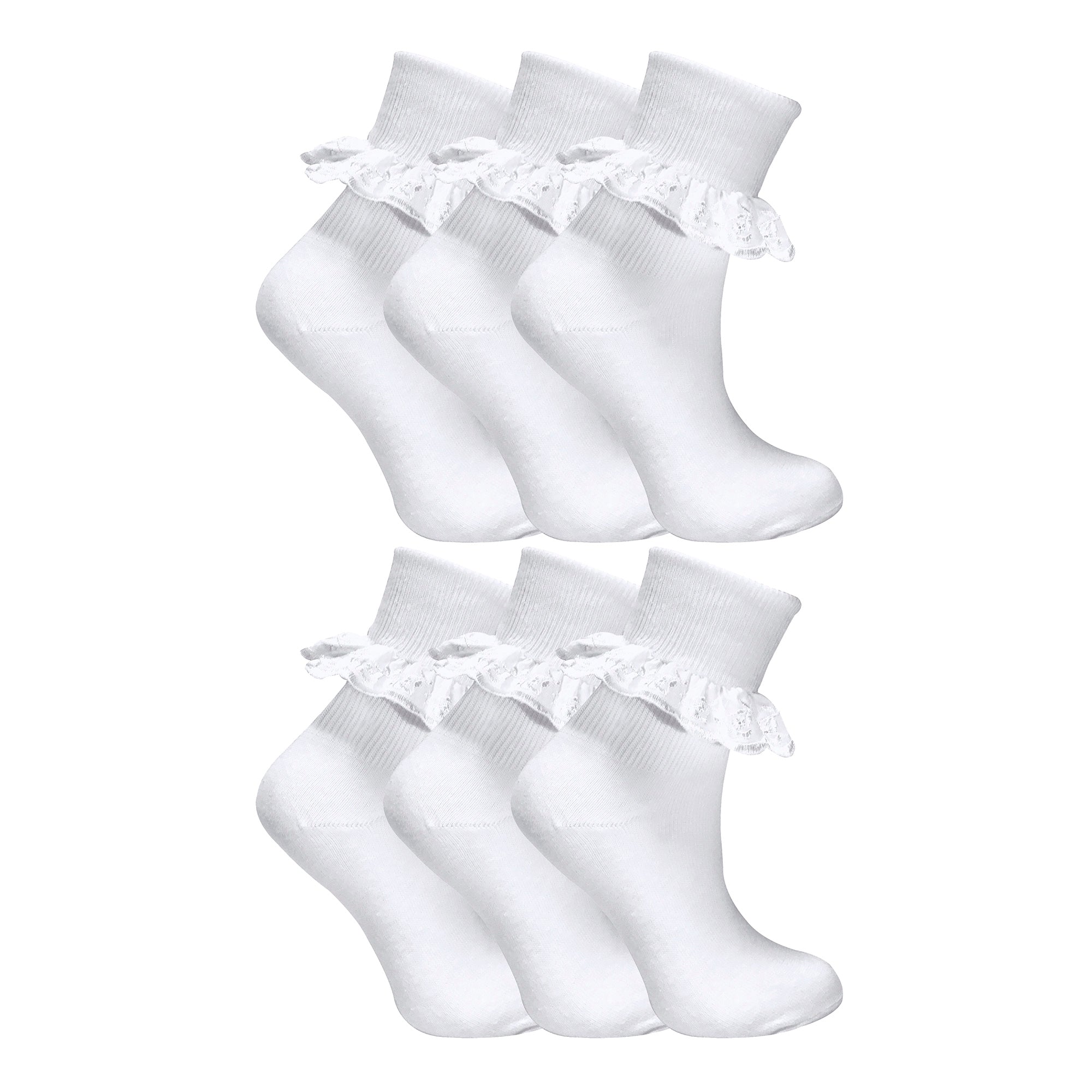 6 Pack Girls Frilly Fancy Lace Cotton Socks – Sock Snob