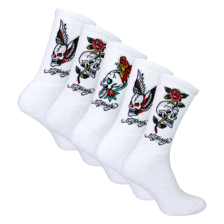5 Pairs Mens Crew  Socks - Breathable Novelty Patterned Socks