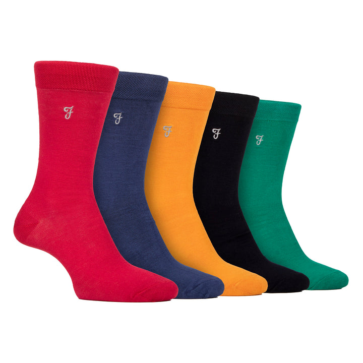 5 Pack Mens Bamboo Patterned Socks - Soft Breathable Stylish Everyday Comfort