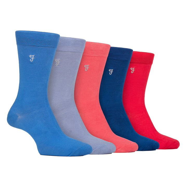 5 Pack Mens Bamboo Patterned Socks - Soft Breathable Stylish Everyday Comfort