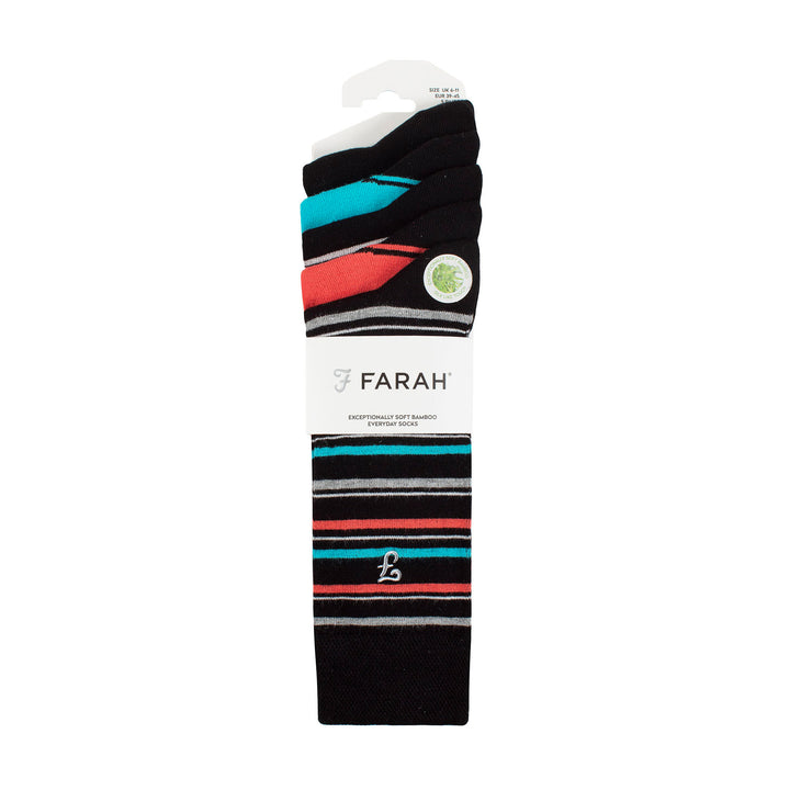 5 Pack Mens Bamboo Bright Striped Patterned Socks
