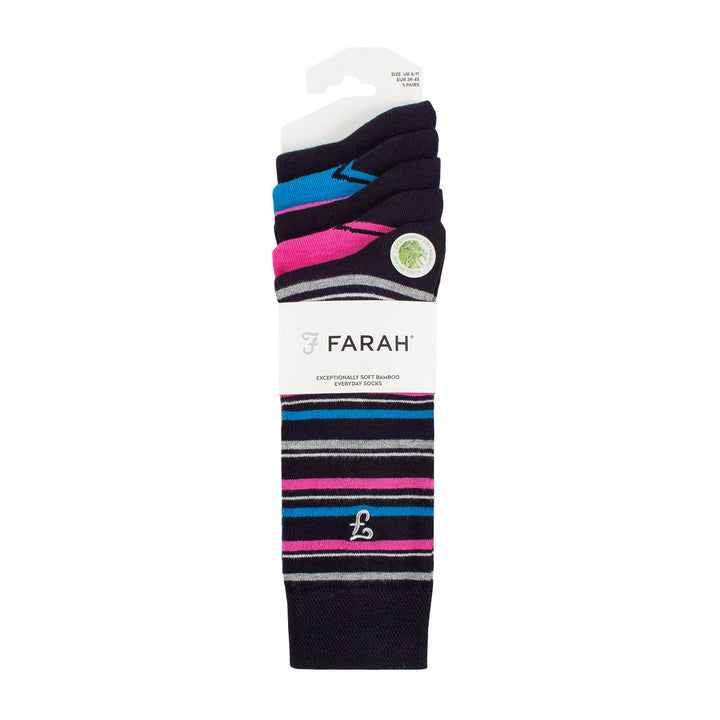 5 Pack Mens Bamboo Bright Striped Patterned Socks