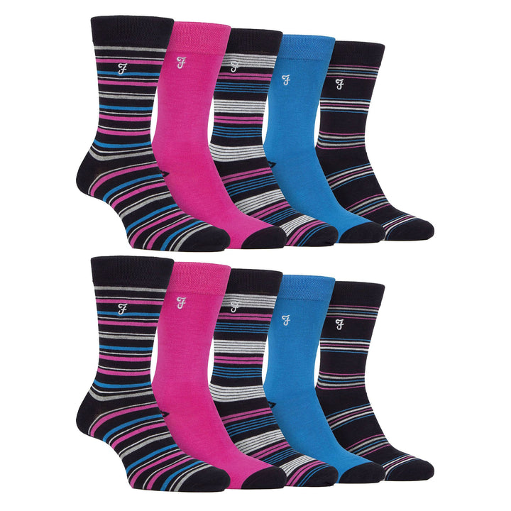 Mens 10 Pair Multi-Pack Bright Bamboo Socks