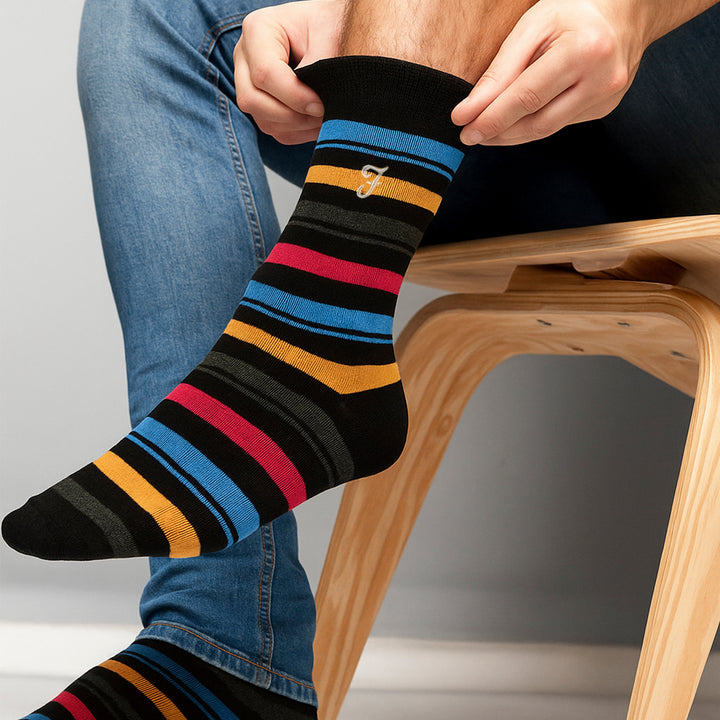 5 Pack Mens Bamboo Patterned Socks - Soft Breathable Stylish Everyday Comfort