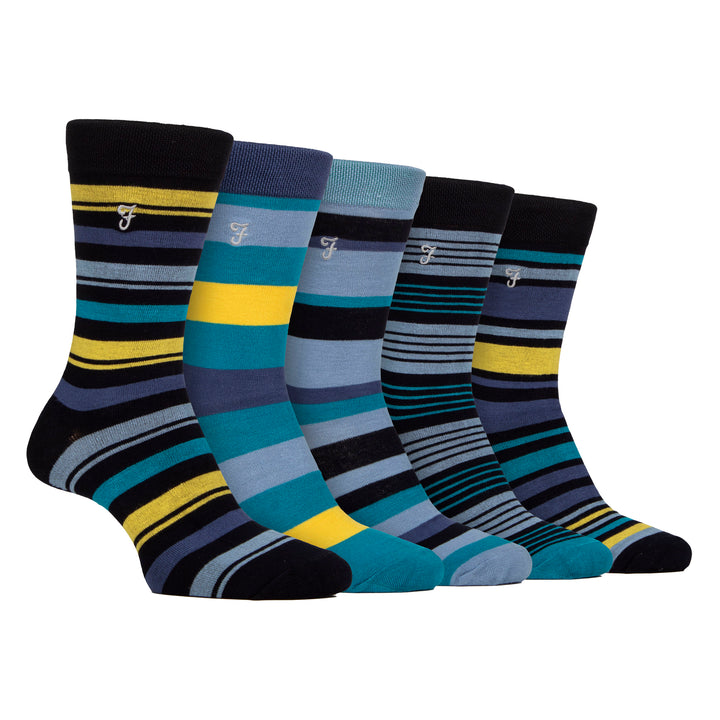 5 Pack Mens Bamboo Patterned Socks - Soft Breathable Stylish Everyday Comfort