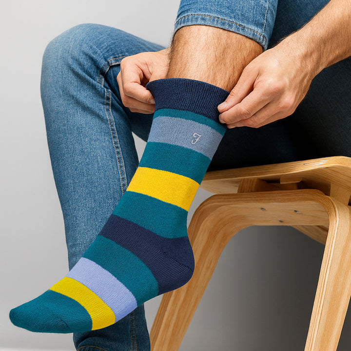 5 Pack Mens Bamboo Patterned Socks - Soft Breathable Stylish Everyday Comfort