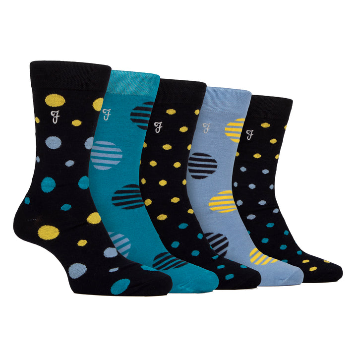 5 Pack Mens Bamboo Patterned Socks - Soft Breathable Stylish Everyday Comfort