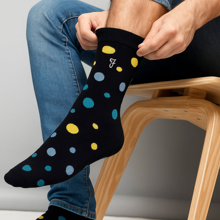 5 Pack Mens Bamboo Patterned Socks - Soft Breathable Stylish Everyday Comfort