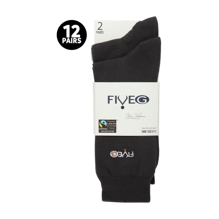 12 Pairs Mens Fairtrade Cotton Socks | Breathable Casual Plain Dress Socks