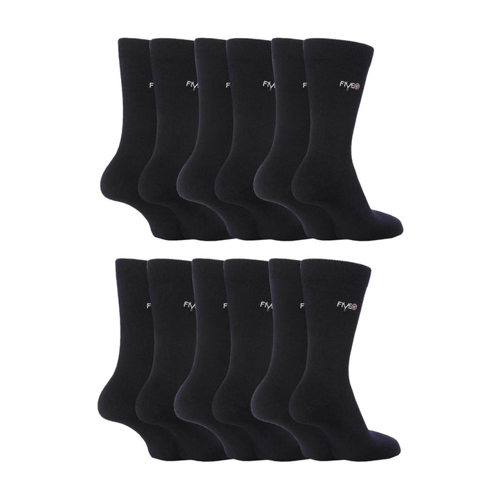 12 Pairs Mens Fairtrade Cotton Socks | Breathable Casual Plain Dress Socks