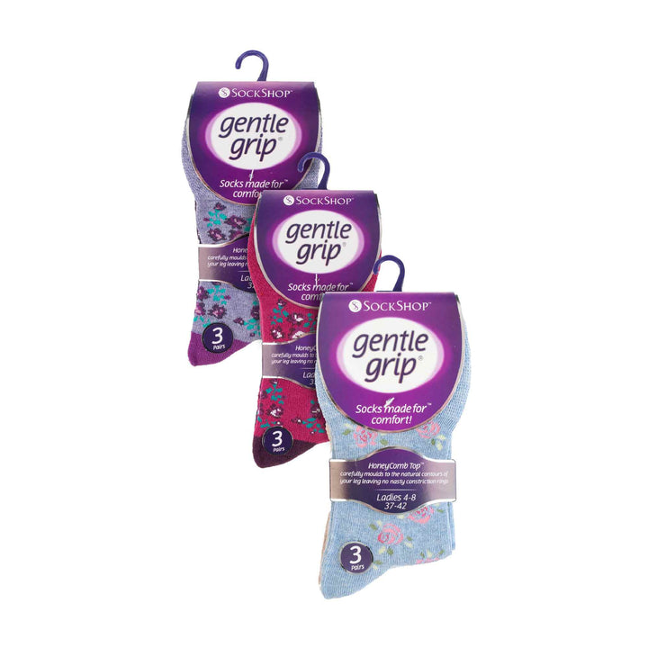Ladies 9 Pack Non-Binding Cotton Crew Socks with Stripes Patterned