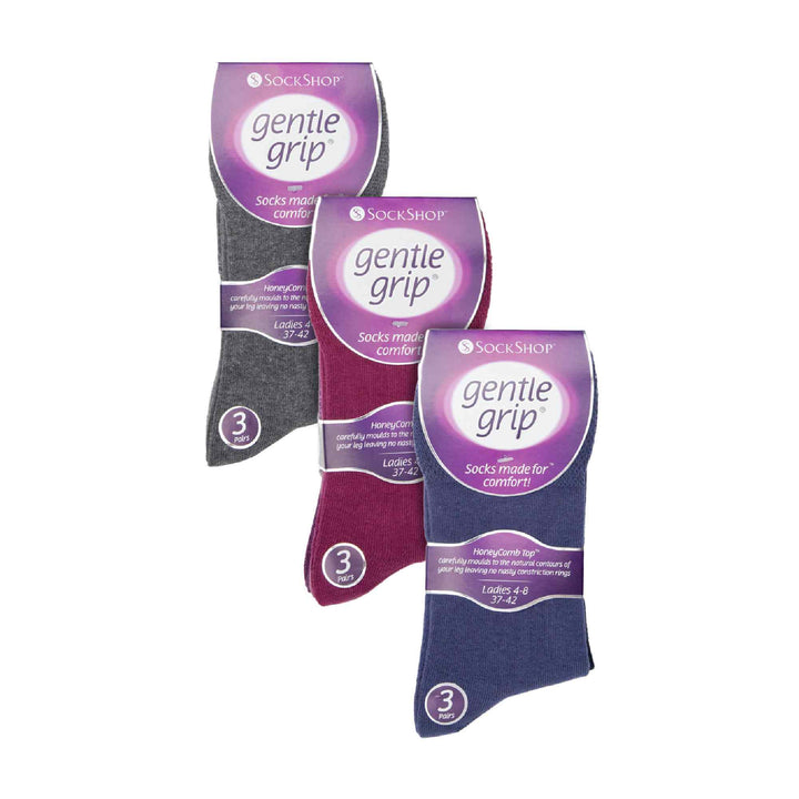 Ladies 9 Pack Non-Binding Cotton Crew Socks with Stripes Patterned