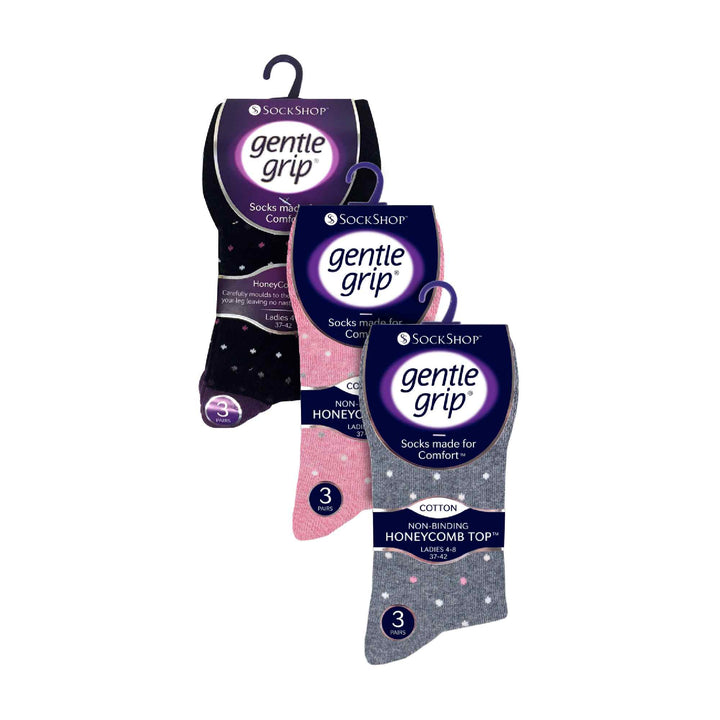 Ladies 9 Pack Non-Binding Cotton Crew Socks with Stripes Patterned
