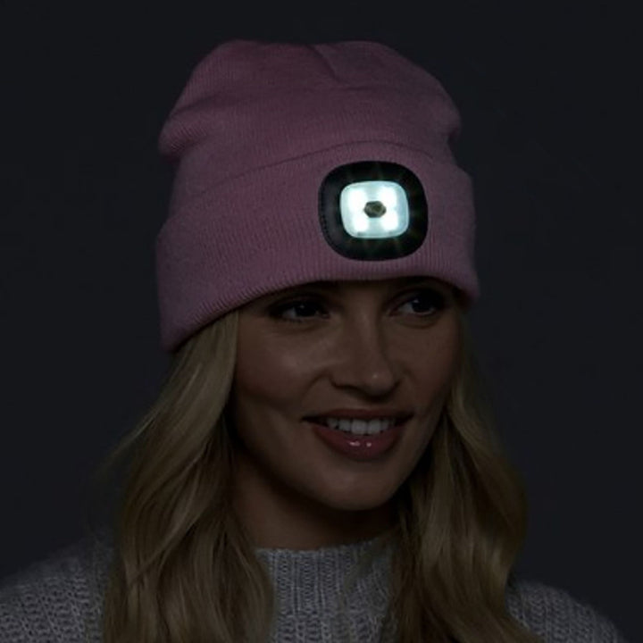 Ladies Led Beanie Hat | Knitted Rechargeable Beanie with Headlamp
