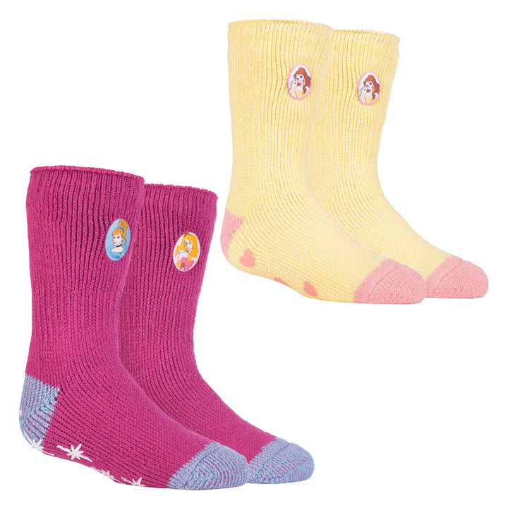 6 Pack Girls Non Slip Character Socks with Frozen Olaf and Princess Designs