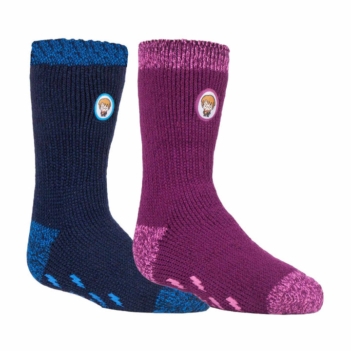 2 Pack Kids Harry Potter Socks with Grips, Thermal Non Slip Slipper Socks