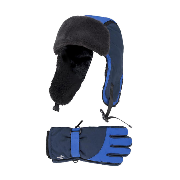 Kids Ski Gloves and Trapper Hat Set