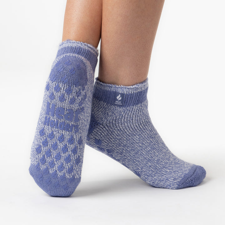 3 Pair Ladies Ankle Slipper Socks | Fleece Low Cut Fluffy Socks with Grippers