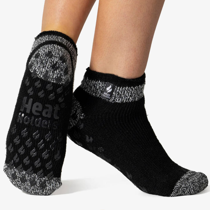 3 Pair Ladies Ankle Slipper Socks | Fleece Low Cut Fluffy Socks with Grippers