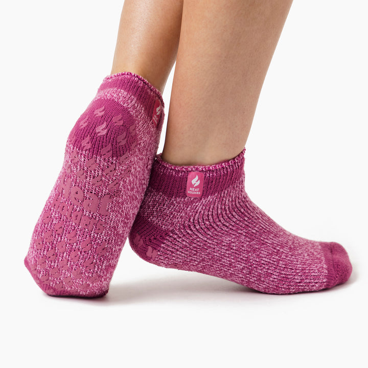 3 Pair Ladies Ankle Slipper Socks | Fleece Low Cut Fluffy Socks with Grippers