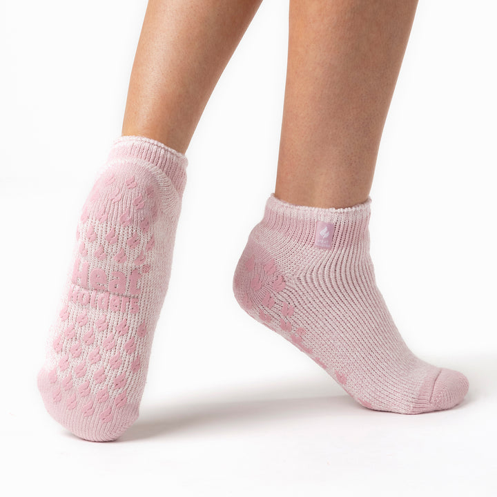 3 Pair Ladies Ankle Slipper Socks | Fleece Low Cut Fluffy Socks with Grippers