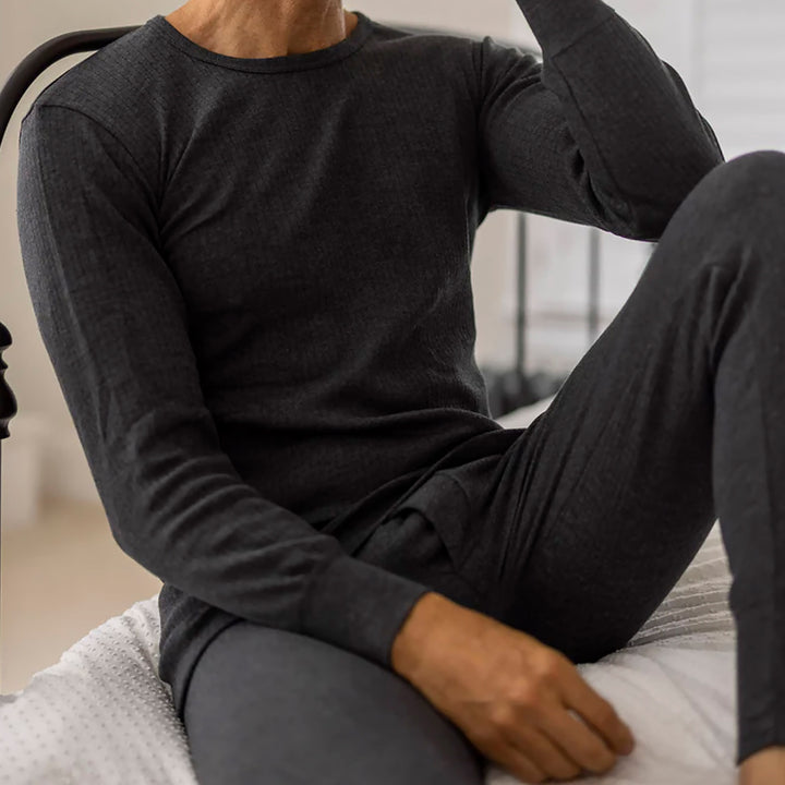 Mens Cotton Thermal Underwear Long Sleeve Top & Long Johns Set
