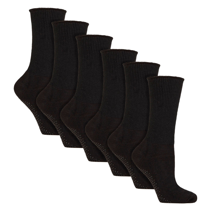 6 Pack Diabetic Bed Socks with Grips | Non Slip Extra Wide Slipper Socks