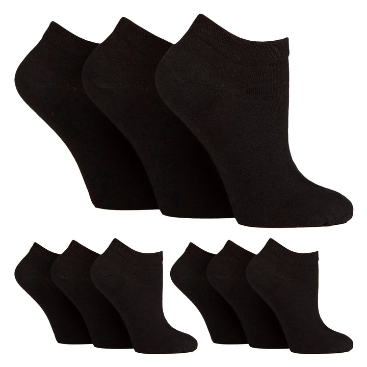 9 Pack Womens Diabetic Trainer Socks | Wide Ankle Socks for Swollen Feet